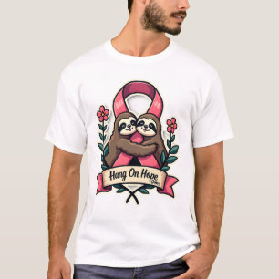 T-shirt Paresseux soutien ruban rose Art de sensibilisatio