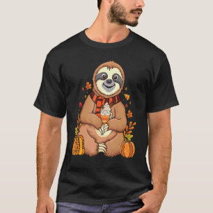 T-shirt Paresseux tenant pumpkin spice heureux automne à t