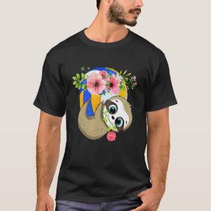 T-shirt Paresseux tenant un ballon de volley floral Joueur