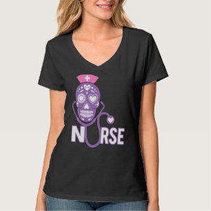 T-shirt Parfait Cute Nurse Sugar Skull Médicale Halloween