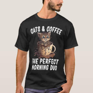 T-shirt Parfait duo du matin café et chats  4