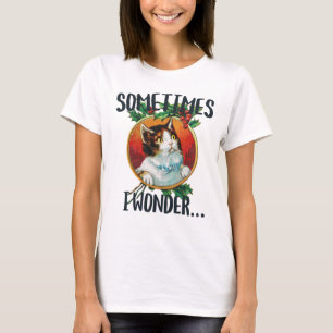 T-shirt Parfois je me demande...drôle de regard de chat