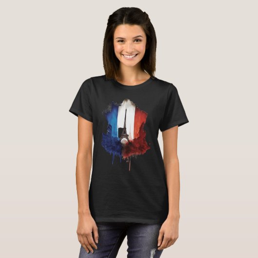 T-shirt Paris City Illustration With Eiffel Tower French F (Devant entier)