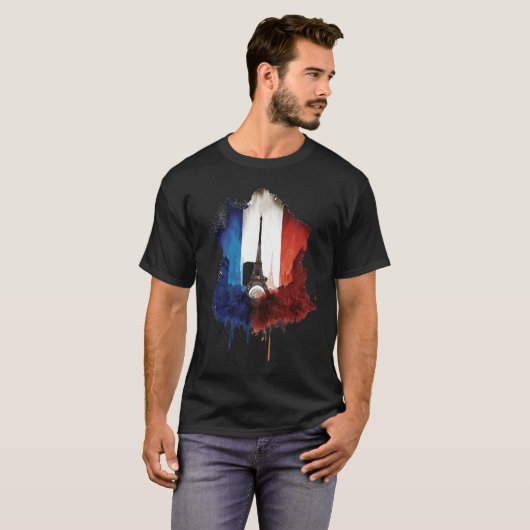 T-shirt Paris City Illustration With Eiffel Tower French F (Devant entier)