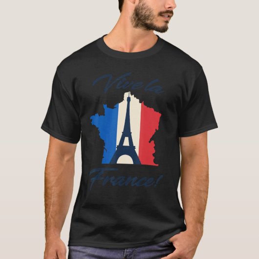 T-shirt Paris Drapeau Tour Eiffel Vive La Fr (Devant)