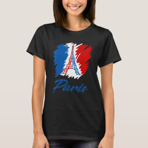 T-shirt Paris France Drapeau Tour Eiffel Souvenir Français