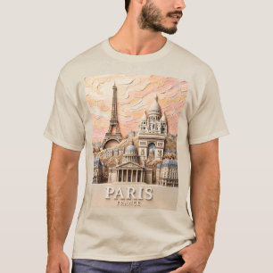 T-shirt Paris France Europe Moderne Pastel Texturé Voyage