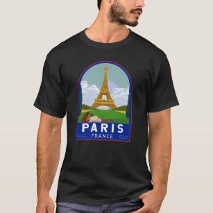 T-shirt Paris France Retro Travel Art Vintage