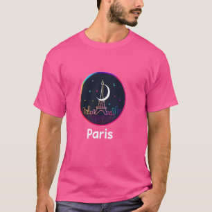 T-shirt Paris France Tour Eiffel Design Moderne Voyage Va