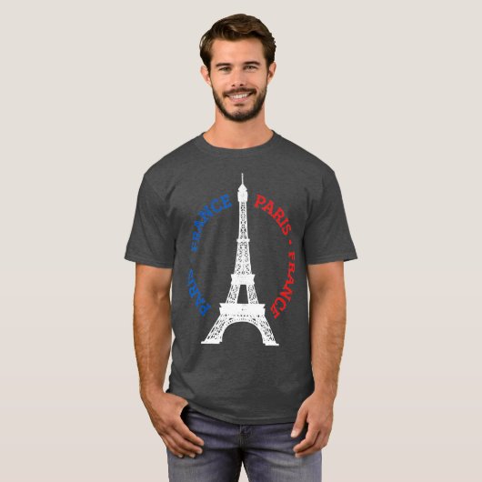 T-shirt Paris France Tour Eiffel Drapeau Français Souvenir (Devant entier)