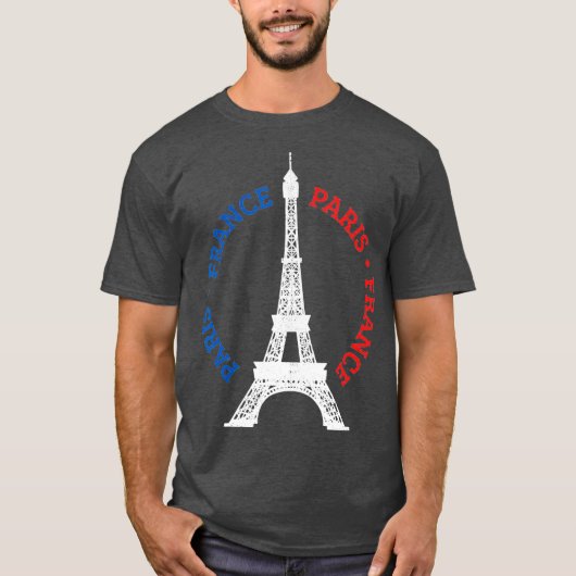 T-shirt Paris France Tour Eiffel Drapeau Français Souvenir (Devant)