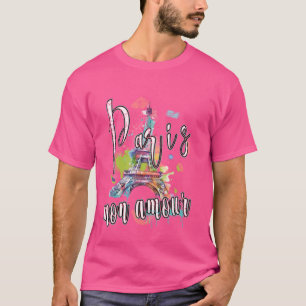 T-shirt Paris Mon Amour Tour Eiffel Graffiti Art W