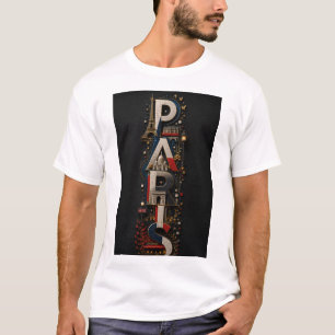 T-shirt Paris – Mosaïque Micro 3D Verticale aux Couleurs F