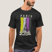 T-shirt Paris Pride 2023 Tour Eiffel Drapeau de la fierté  (Devant)