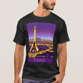 T-shirt Paris sous un ciel étoilé violet (Devant)