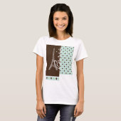 T-shirt Paris ; Tour Eiffel ; Vert sauge et brun (Devant entier)
