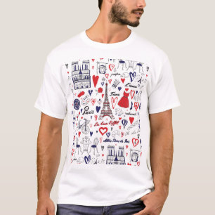 T-shirt Paris vintage : Motif de ligne de voyage