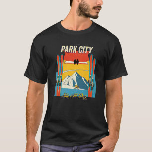 T-shirt Park City Utah Ski All Day - Retro Vintage Style S