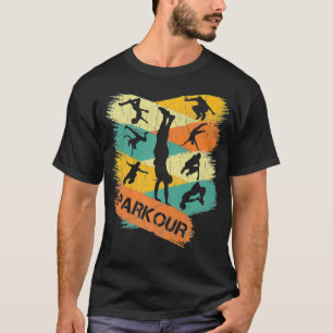 T-shirt Parkour rétro pour garçons Silhouette Vintage Ru l