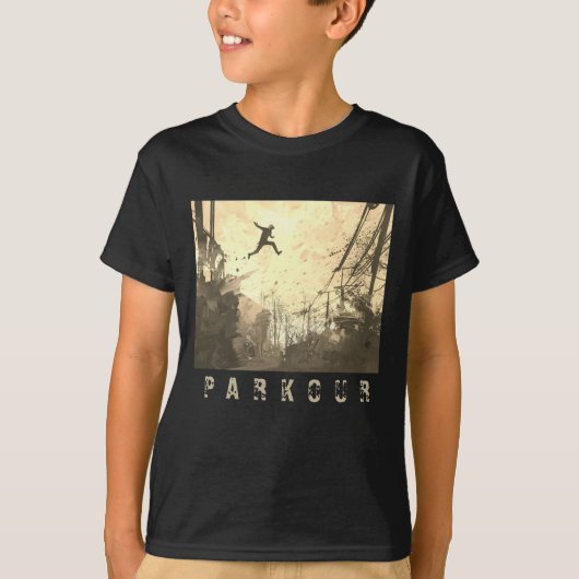 T-shirt Parkour Urban Free Runing Free Styling Art Sepia (Devant)
