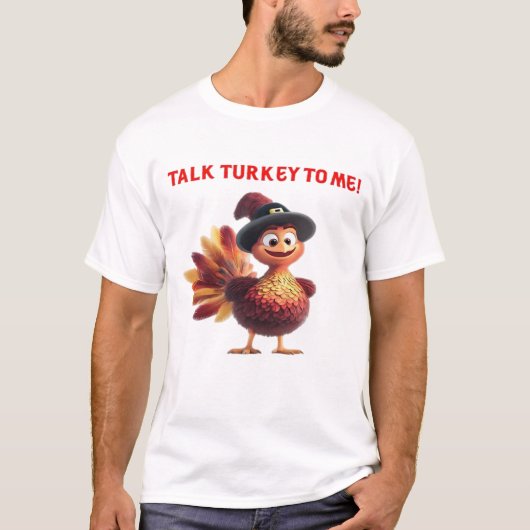 T-shirt Parle dinde avec moi drôle de conception de Thanks (Devant)