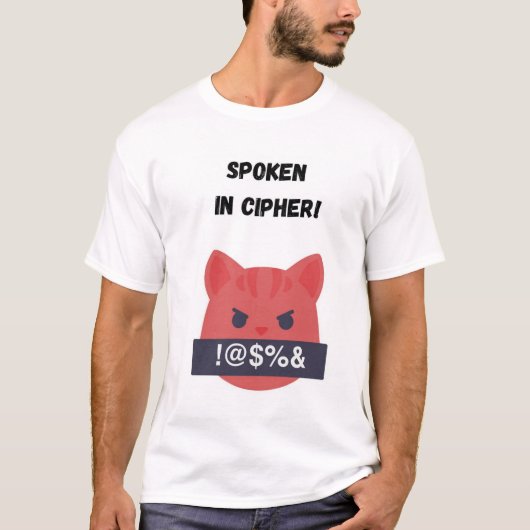 T-shirt Parlé en cipher ! Chat drôle (Devant)