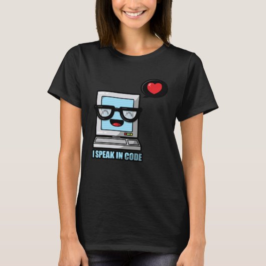 T-shirt Parler En Code Geek Nerd Informatique Coeur Smi (Devant)