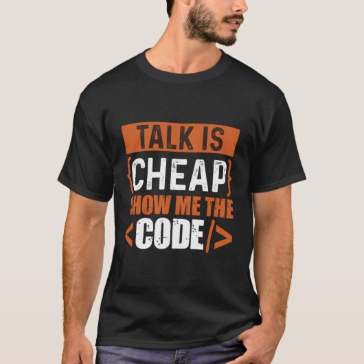 T-shirt Parler est pas cher Montrer moi le code (Devant)