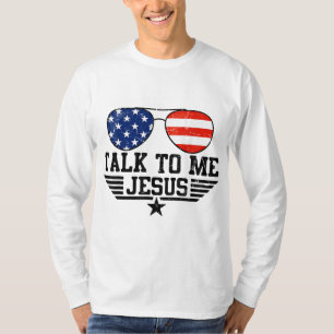 T-shirt Parlez-moi Jésus Lunettes Usa Drapeau