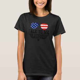 T-shirt Parlez-Moi Jésus Lunettes Usa Drapeau Christian Su