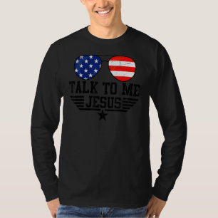 T-shirt Parlez-Moi Jésus Lunettes Usa Drapeau Christian Su