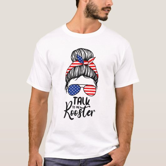 T-shirt Parlez-Moi Rooster Messy Hair Bun (Devant)