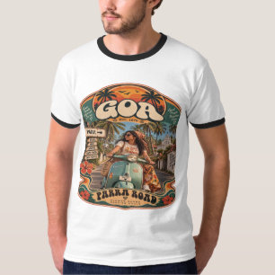 T-shirt Parra Road — Fille à vélo, route côtière emblémati