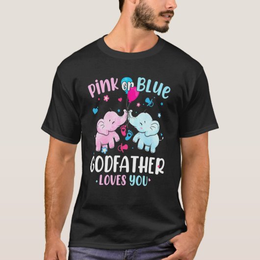 T-shirt Parrain Rose Ou Bleu Vous Aime Eléphants Bébé Ge (Devant)