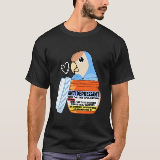 T-shirt Parrot antidépresseur mignon I Peach face bleu amo (Devant)