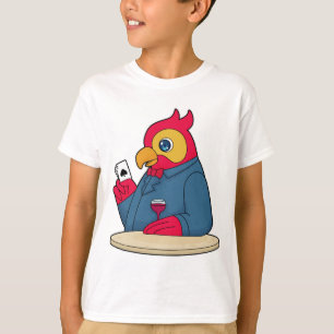 T-shirt Parrot au Poker avec cartes de Poker