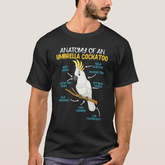 T-shirt Parrot Cockatoo Anatomy of an Umbrella Cockatoo Co (Devant)