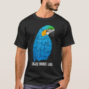 T-shirt Parrot Fou Lady Blue Et Jaune Macaw Parrot Ara