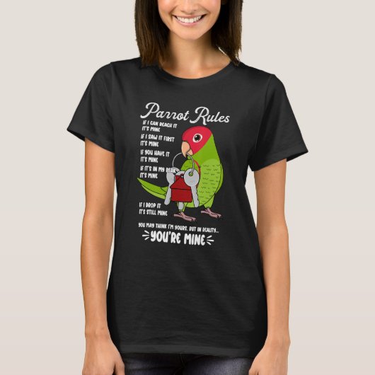 T-shirt Parrot House Rules It's Mine I Cherry-headed Conur (Devant)