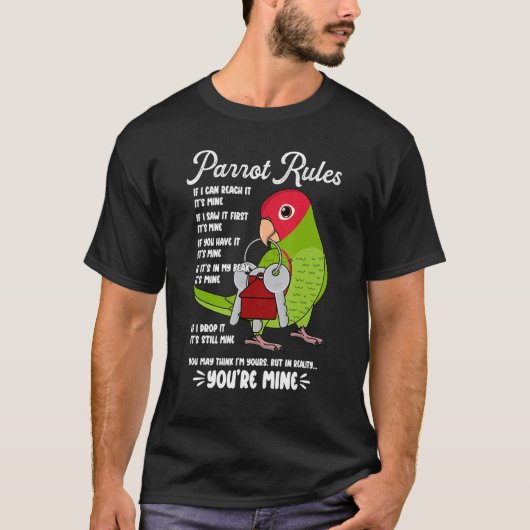 T-shirt Parrot House Rules It's Mine I Cherry-headed Conur (Devant)