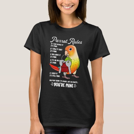 T-shirt Parrot House Rules It's Mine I Green Cheek Pineapp (Devant)