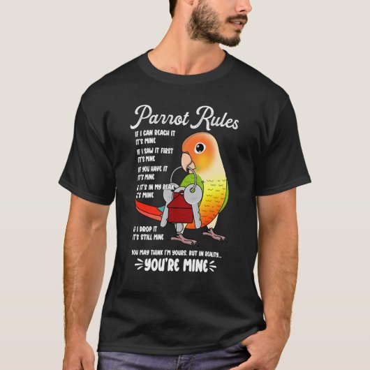 T-shirt Parrot House Rules It's Mine I Green Cheek Pineapp (Devant)
