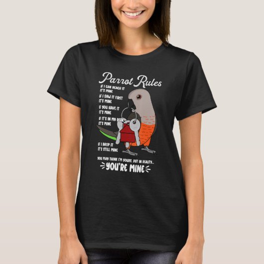 T-shirt Parrot House Rules It's Mine I Red-bellied Parrot (Devant)