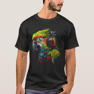 T-shirt Parrot Musique Casques d'art Musiciens Oiseaux ani