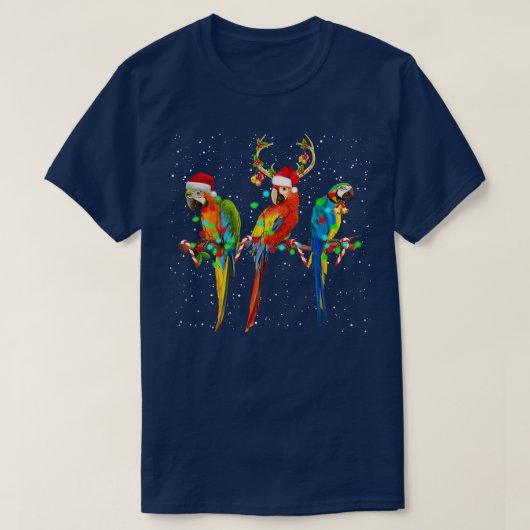 T-shirt Parrot Reindeer Santa Claus Merry Christmas Parrot (Design devant)