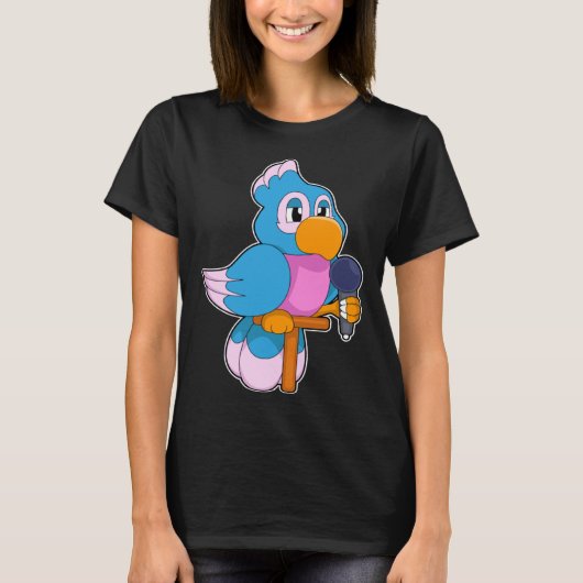 T-shirt Parrot Singer Microphone Music (Devant)