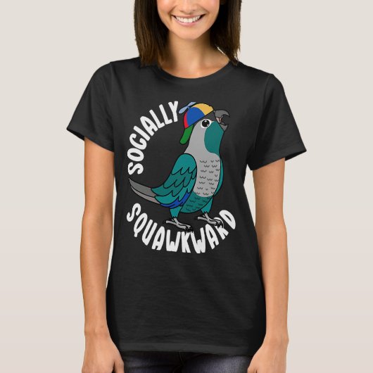 T-shirt Parrot vert turquoise I à la pointe agitée (Devant)