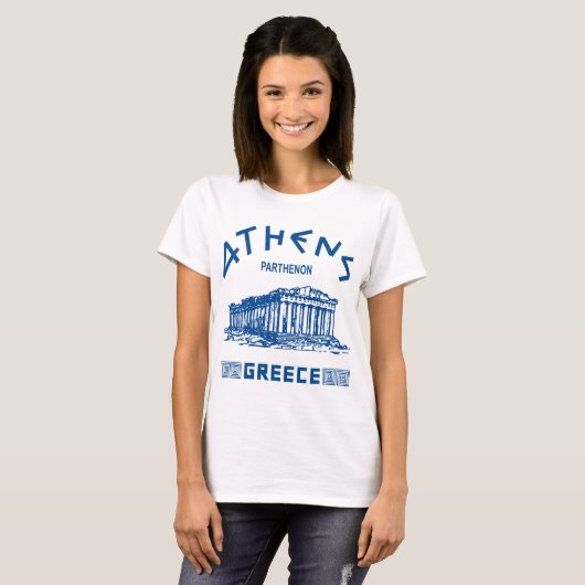T-shirt Parthenon - Athènes - Grec (bleu) (Devant entier)
