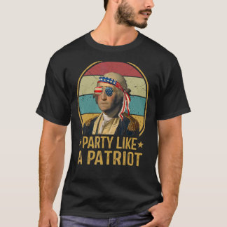 T-shirt Parti Comme Un Patriote 4 juillet Vintage Drapeau
