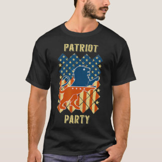 T-shirt Parti patriote américain Vintage Drapeau avec Lion